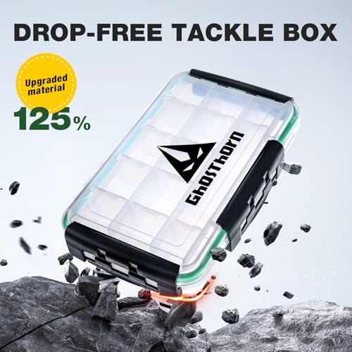 Ghosthorn Fishing Tackle Box, Waterproof 3600 and 3700 Tackle Trays, Plastic Tackle Box Organizer with Removable Dividers Storage Lure Box for Lures 2 Pack (3600 * 2) - style: 3600*2