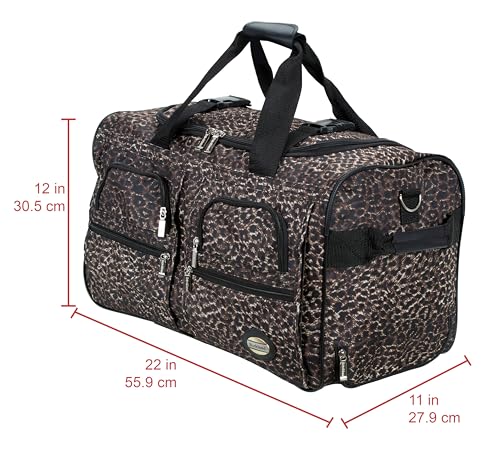 Rockland Rolling Duffel Bag, Black, 22" - color: LEOPARD, size: 22"