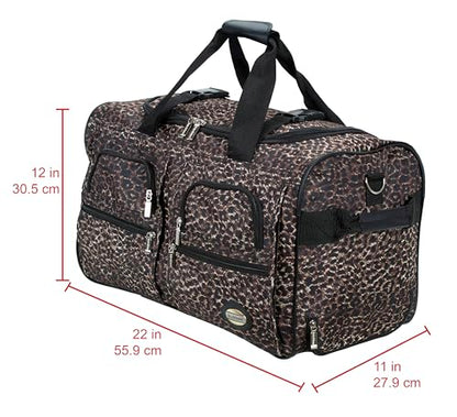 Rockland Rolling Duffel Bag, Black, 22" - color: LEOPARD, size: 22"