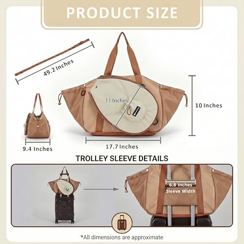 Smartway Pickleball Tote Bag for Women with Detachable Racket Sleeve - color: Brown