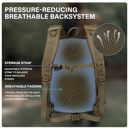 Mardingtop Small Tactical Molle Backpack for Men, 18L EDC Motorcycle Backpack,Hiking Daypack - color: Khaki