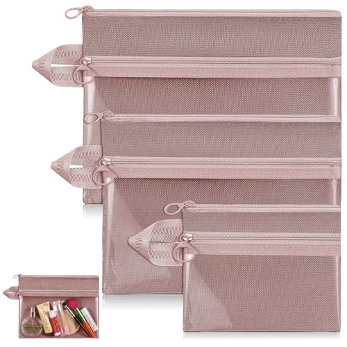 Kacctyen 3 Pack Clear Makeup Bag Set for Women, Pouch with Zipper Cosmetic Pouches Waterproof PVC Toiletry Bag Travel Purse Organizer Insert Double-layer Pocket for Small Items Storage(Pink) - color: Pink