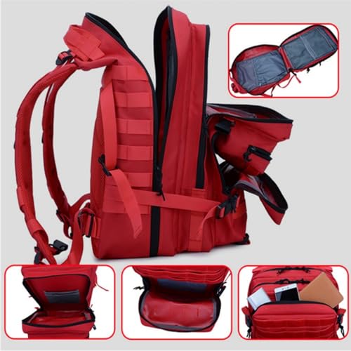 45L Military Tactical Backpack for Men & Women Bug Out Bag Assault pack Molle Daypack Hiking Trekking Rucksack(Red) - color: Red