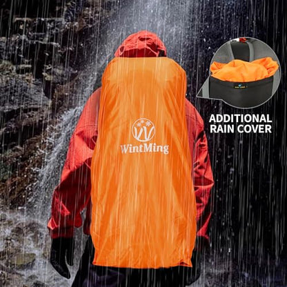 75L Hiking Backpack with Rain Cover Waterproof Camping Backpack Shoes Warehouse for Men Women, Frameless - color: Black, size: 75L