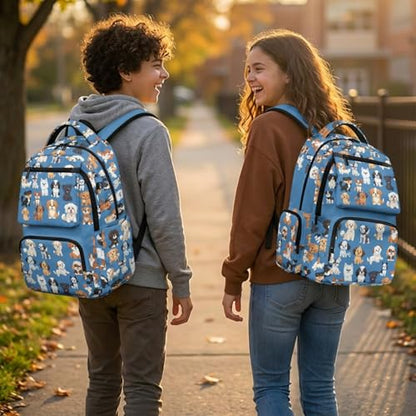 Dog Pattern School Backpack with Lunch Bag for Kids Girls Backpacks Ages 8-10 Lightweight Kids Bookbag for Primary Elementary Back to School Bags with Adjustable Straps Book Bag Set 4 Pieces - color: Dog Pattern