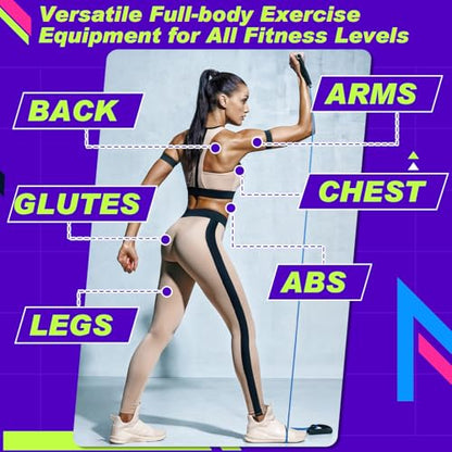 Leyndo 5 Pcs Exercise Resistance Bands with Handles Physical Resistance Tube Workout Bands with Door Anchor for Men Women Muscle Toning Strength Training