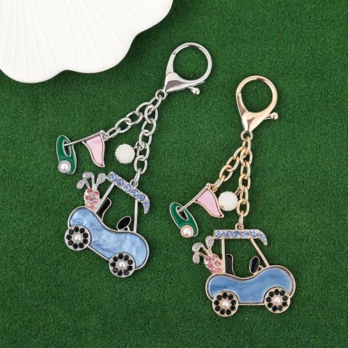 Madison Tyler Western Cowboy Boots Cherry Bow Bubble Tea Strawberry Cute Keychain | Bag Charms for Handbags Purse Charms - color: Silver Golf