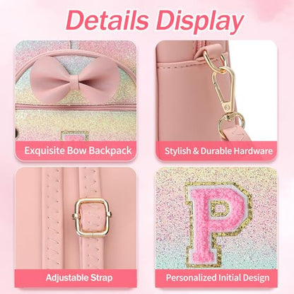 Birthday Gift for 2 3 4 5 6 7 8 9 10 Year old Girls Personalized Initial Mini Backpack Purse for Toddler Kids-Shine-P - color: Shine, style: P