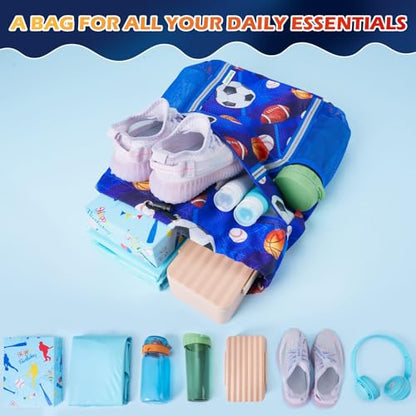 WAWSAM Kids Gym Drawstring Backpack String Bag, Ball Sports Gym Bag for Kids Boys Waterproof Swimming Beach String Cinch Backpack with Two Water Bottle Pocket - color: Ball