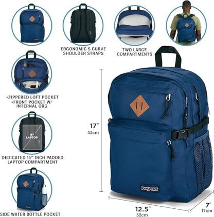 JanSport Main Campus Backpack - Travel or Work Backpack with 15-Inch Laptop Sleeve and Dual Water Bottle Pockets, Travertine - color: Travertine