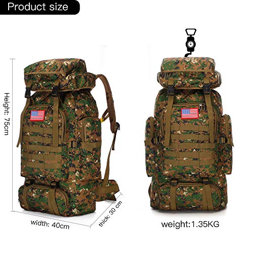 70l Hiking Backpack for Men Waterproof Military Camping Rucksack Travel Daypack - color: Junglecamouflage