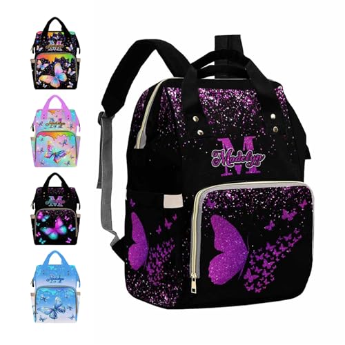 MyPupSocks Personalized Diaper Backpack Butterfly, Custom Butterfly Diaper Bag Baby Nappy Bags Fashion Shoulder Casual Daypack Bag for Mom Baby Girls Boys Travel Hiking - color: Color 20