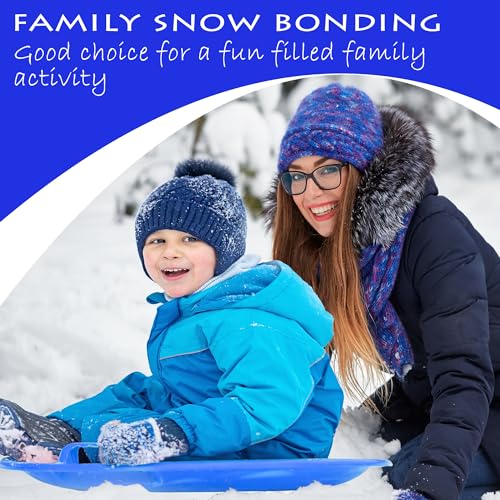 Slippery Racer Heavy-Duty Cold Resistant Downhill Pro Adults and Kids Plastic Outdoor Winter Saucer Disc Snow Sled with Handles - size: 1 PACK, style: Blue