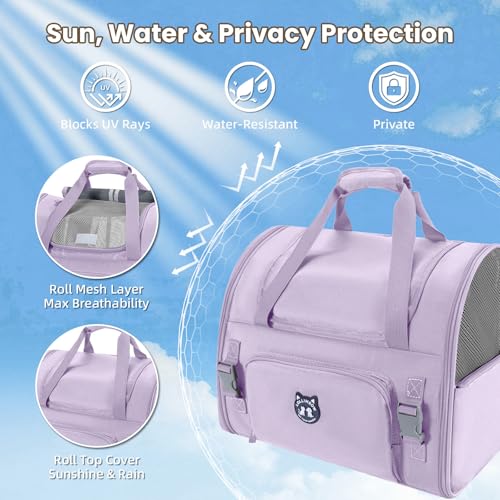 Lollimeow Expandable Large Cat Carrier Backpack, Supports up to 14 lbs - color: Lavender, size: 16.5"L x 9.0"W x 13.4"H