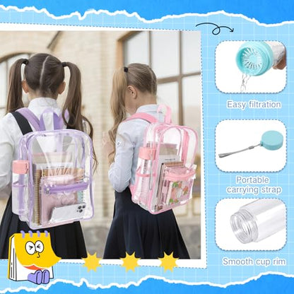 Amylove 8 Pcs Operation Christmas Items Bulk Clear Backpack PVC with Water Bottles for Kids Transparent Backpacks Heavy Duty Bookbag Set for School Classroom Students Back to School Supplies