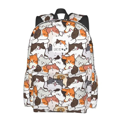 Cute Anime Cat Backpack School Bag Lightweight Bookbag Casual Daypack for Girls Boys Kids Women Men Travel Laptop 16 Inch - color: Kitty