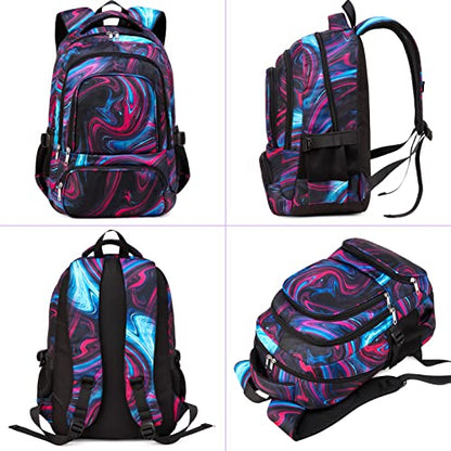 BLUEFAIRY Boys Backpack 8-10 10-12 Years Old with Laptop Compartment 17Inch - color: Fuchsia Blue Black