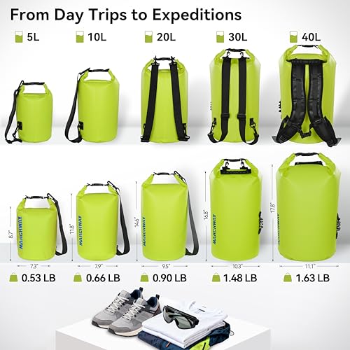 MARCHWAY Floating Waterproof Dry Bag Backpack 5L/10L/20L/30L/40L, Roll Top Sack Keeps Gear Dry for Kayaking, Rafting, Boating, Swimming, Camping, Hiking, Beach, Fishing - color: Bright Yellow, size: 5L