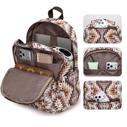 Montana West Backpack Purse for Women Western Aztec Backpack Purse Lightweight Casual Daypack for Travel - color: Brown