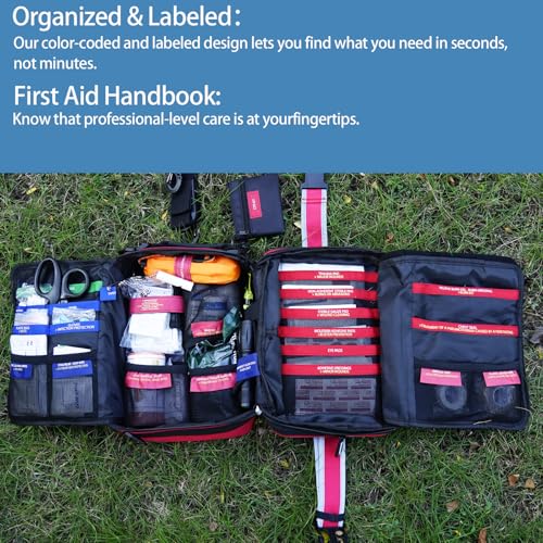 Besst Survivor 401 Piece First Aid Kit with Chest Seals -Labeled, Expandable & Mountable, Emergency Medical Kit for Home, Car, Camping & Outdoor, Waterproof Trauma Kits with Labeled Compartments - size: Pro Max