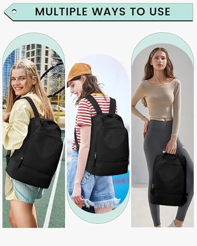 Gym Backpack for Women, Gym Bag with Shoe Compartment, Water Resistant Lightweight Sports Yoga Travel Backpack with Wet Pocket,Cheer Backpack,Black - color: C1-black