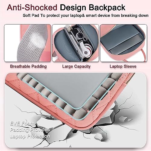 Weitars Lunch Backpack for Women,15.6 Inch Laptop Backpacks Travel Backpack for Women,Work Back pack,Teacher Nurse Back pack Insulated Lunchbox Backpacks - color: Pink