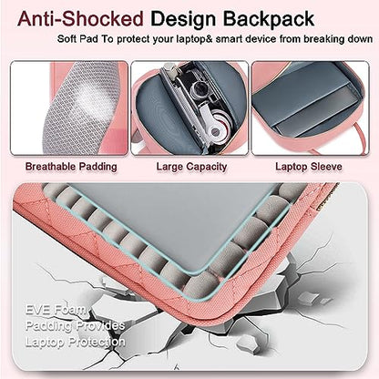Weitars Lunch Backpack for Women,15.6 Inch Laptop Backpacks Travel Backpack for Women,Work Back pack,Teacher Nurse Back pack Insulated Lunchbox Backpacks - color: Pink