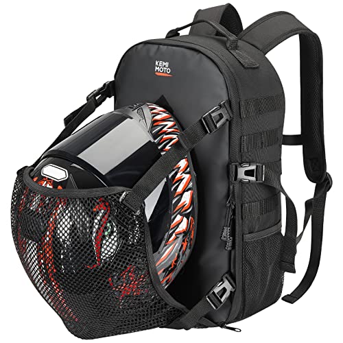KEMIMOTO Motorcycle Helmet Backpack, 20L Storage Bag with Expandable Hidden Net for Full Face Helmet, Riding & Daily Commute Gift for Men - size: 20L