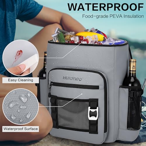 Hulongo Insulated Cooler Backpack, 52cans, 30L - color: Grey