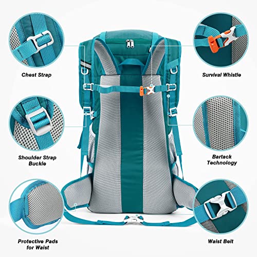 HOMIEE 50L Hiking Backpack Travel Bag Waterproof Camping Rucksack with Rain Cover Lightweight Backpacking Backpack - color: Green