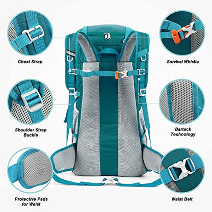 HOMIEE 50L Hiking Backpack Travel Bag Waterproof Camping Rucksack with Rain Cover Lightweight Backpacking Backpack - color: Green