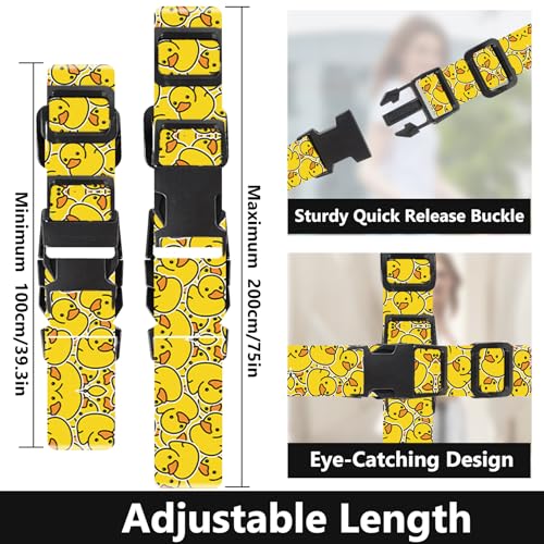 2 Pack Luggage Straps for Suitcases, Adjustable Travel Belt with Double Lock, Bright Colors Travel Packing Straps with Quick Release Buckle Unique Nylon for Sleeping Bag Car Seat (Duck)