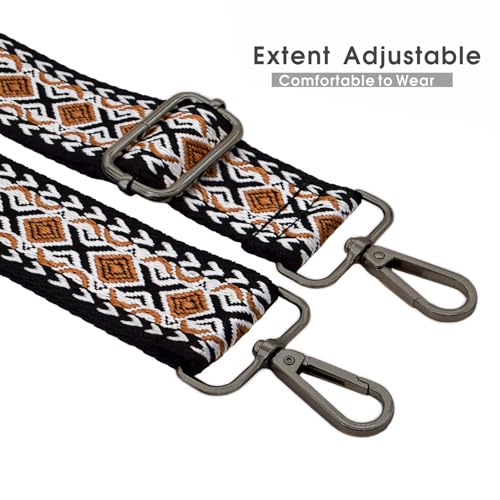 Replacement Purse Strap Shoulder Strap Adjustable Crossbody Strap for Women Crossbody Wide Shoulder Bag - color: Blackf-gun Metal Buckle