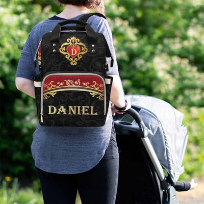 Newcos Personalized Diaper Bag Backpack with Name, Custom Monogram Backpacks Travel Mommy Bag, Customized Diaper Bags with Water Bottle for Newborn Baby Mom Dad Women Men Nursing Bag Birthday Black - color: Patten 11