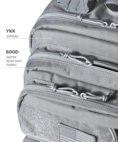 Falko Tactical Backpack for Men and Women 50L Backpack 2.4x Stronger Large Military Molle Rucksack, Bugout Backpack Outdoors - color: Wolf Grey