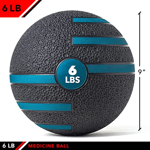 JFIT Dual Texture Medicine Ball – Weighted Exercise Ball for Strength, Core & Functional Fitness Training - style: 6lb