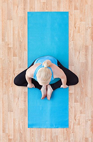 YogaAccessories 1/4" Thick High Density Deluxe Non Slip Exercise Pilates & Yoga Mat - color: Light Blue