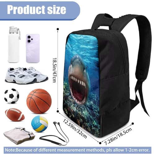 Basketball Backpack With Separate Ball Compartment And Shoes Fit Basketball Volleyball Football - color: Great White Shark