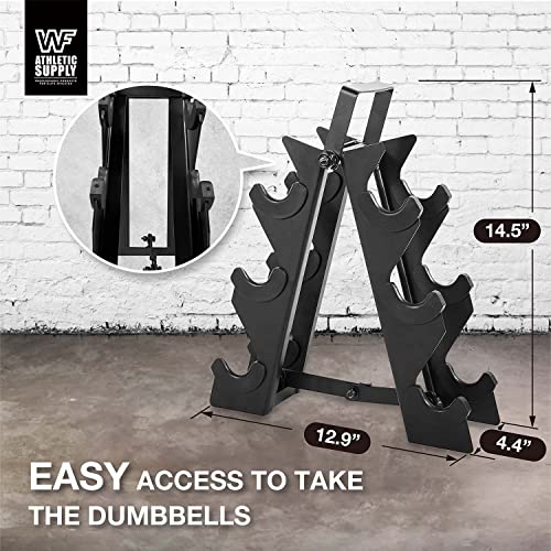 WF Athletic Supply Black Neoprene Dumbbell Set, Non-Slip & Hex Shape, Great for Muscle Toning, Strength Building & Weight Loss; Sizes, Dumbbells Only & w/Rack Options Available - color: j. 32 LB Dumbbells with Rack