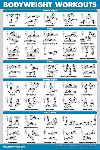 Palace Learning 3 Pack - Dumbbell Workouts + Bodyweight Exercises + Resistance Bands Poster Set - Set of 3 Workout Charts