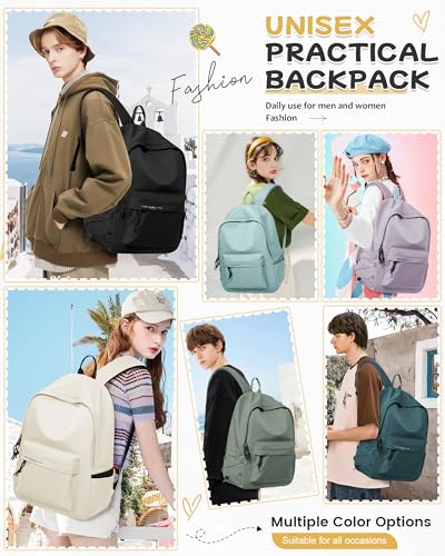BJLFS Small Black School Backpack for Girls Women Waterproof High School Book Bag Cute Backpack for Men Teens Boys, Lightweight Simple Middle School Back Pack Daypack Gift - color: Black