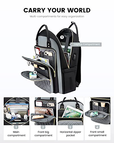LOVEVOOK Laptop Backpack, High-Strength Tear-Resistant and Waterproof Oxford Cloth, 1.9 lbs, 30L Capacity, 17-Inch Laptop Compatible, Ergonomic Shoulder Straps, 18 Pockets - color: D-black-grey, size: 17-Inch