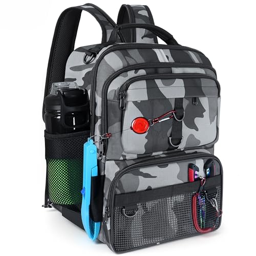 Fishing Backpack with Tackle Boxes and Rod Holder, 24L Fishing Sling Bag with Fishing Lures Kit, Fishing Gear Bag Gifts for Men Women - Gray Camo Backpack - color: Gray Camo Backpack
