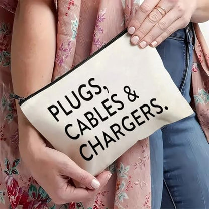 Plugs Cables & Chargers - Makeup Bag for Women Travel - Zipper Cosmetic Storage Bag with Vibrant Designs, Soft Fabric & Multi-Use Functionality (Gift for Birthdays, Graduation, Christmas) (Style A) - style: Style a