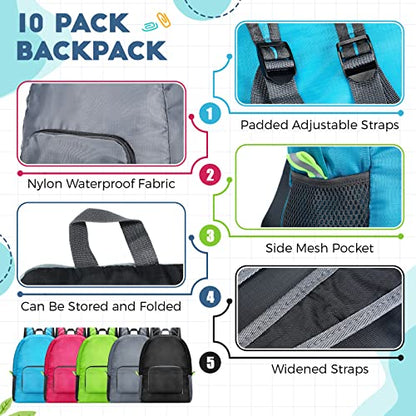 Jexine 10 Pcs Backpacks Bulk 16.5 Inches Lightweight Travel,Multicolor - color: Multicolor