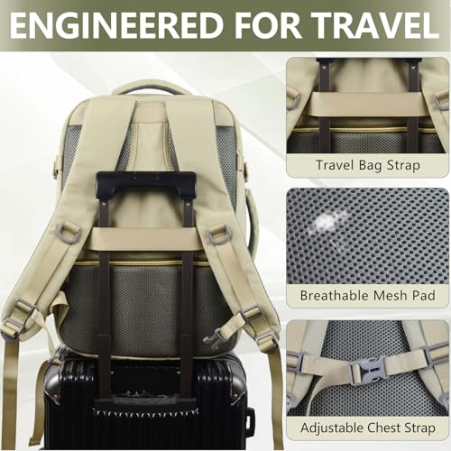 Travel Laptop Backpacks, 30L Carry On Backpack with 3 Packing Cubes, Travel Backpack for Women Airline Approved, Overnight Weekender Backpacks (Green)