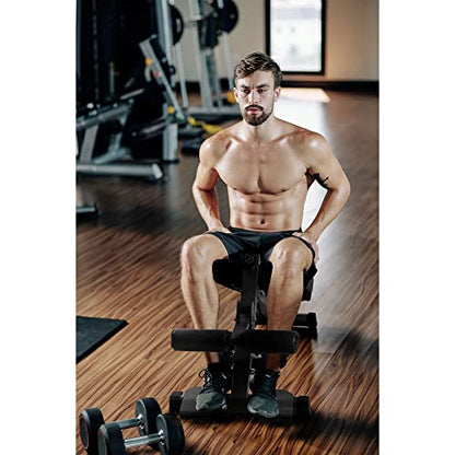 HolaHatha Adjustable Flat & Decline Bench, Weight Lifting and Training Equipment for Full Body Workout - Padded Seat and Dumbbell Storage
