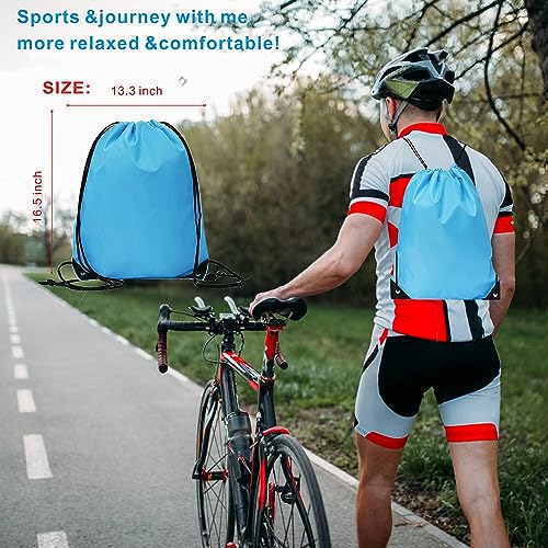 Drawstring Backpack Bulk 24Pcs Draw String Backpack Bags DIY Gym Sports Traveling Yoga Cinch Bag Sackpack Drawstring(sky blue light blue) - color: Skyblue