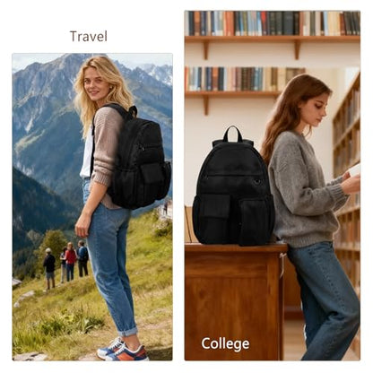Women's Water-resistant Daypack Backpack, 15.6 Inch Laptop Compartment & Anti-Theft Pocket, Adjustable Padded Straps for Commuting, Travel, Work, College, Black - color: Black