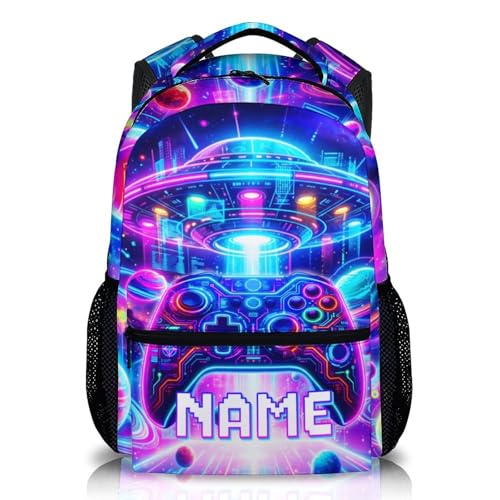 Boys Gaming Backpack Personalized Kids Backpacks for Back to School - Cool Large Capacity Custom Bookbag for School Camping Travel - color: Yellow